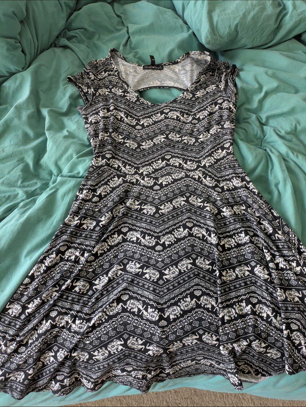 Black & White Patterned Skater Dress